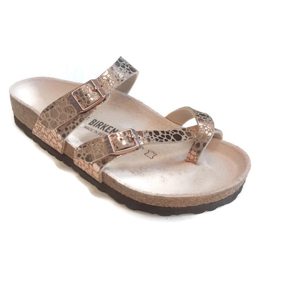 Birkenstock Mayari Womens Sz 38 Sandals Metallic Stones Copper - Picture 1 of 7